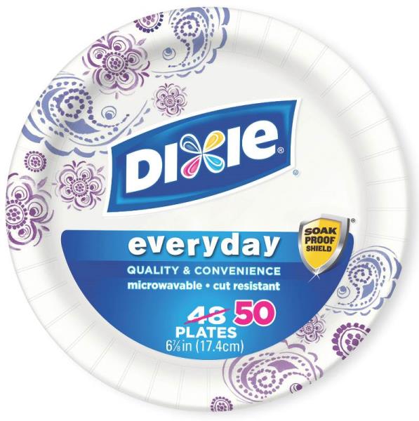 Dixie 15123 Everyday Heavy Duty Disposable Plates, Assorted, 6-7/8", 50-Count