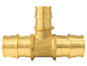 Apollo EPXT3434125PK Pex-A Pipe Tee, Brass, 3/4" x 3/4" x 1/2"