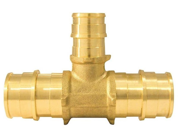 Apollo EPXT3434125PK Pex-A Pipe Tee, Brass, 3/4" x 3/4" x 1/2"