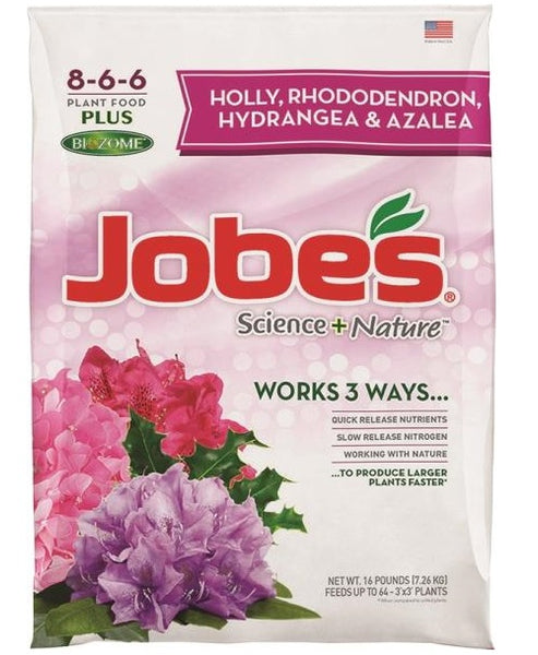 Jobe&#039;s 59823 Azalea, Camellia & Rhododendron Synthetic Fertilizer, 8-6-6, 16 Lbs