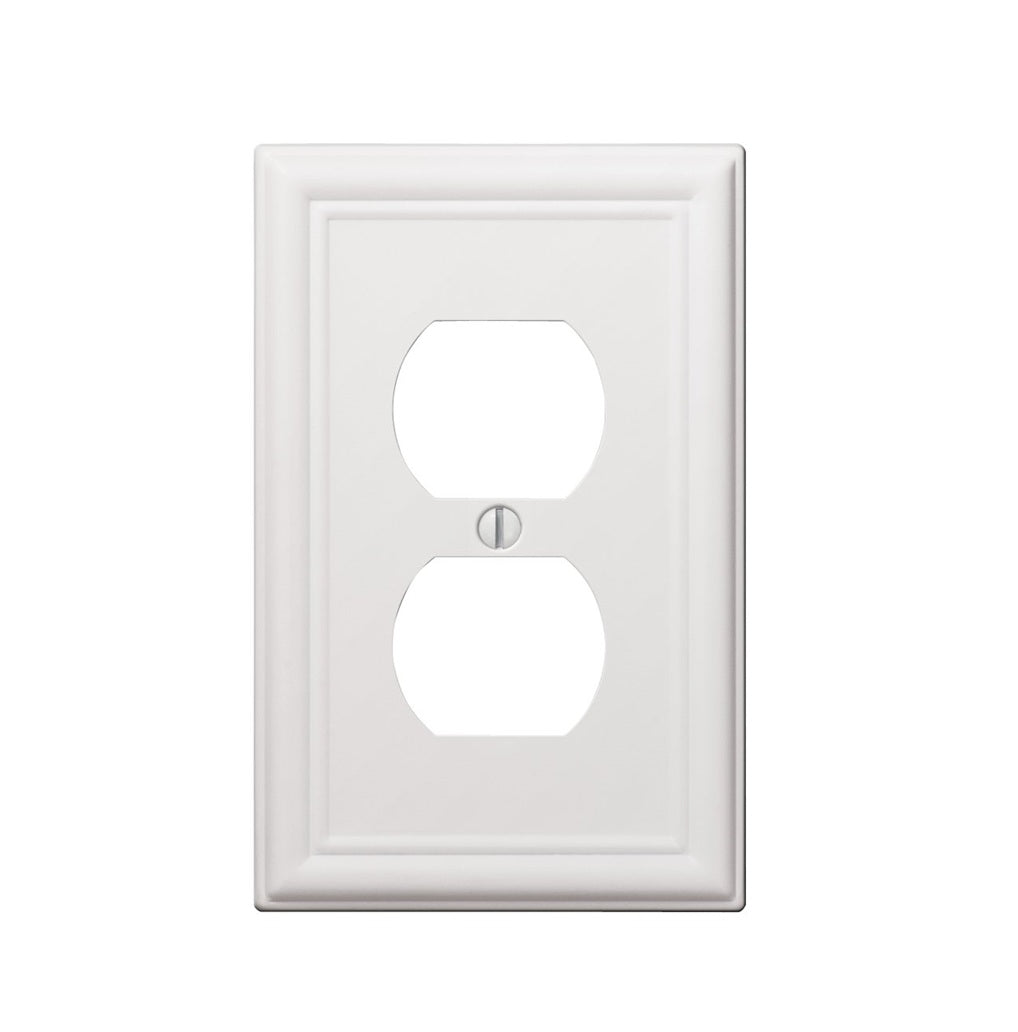 AmerTac 149DW 1-Gang Duplex Receptacle Wallplate, Chelsea White Steel