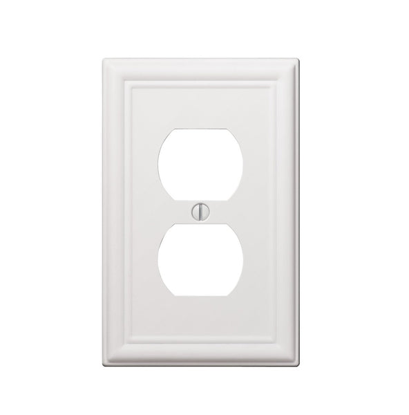 AmerTac 149DW 1-Gang Duplex Receptacle Wallplate, Chelsea White Steel