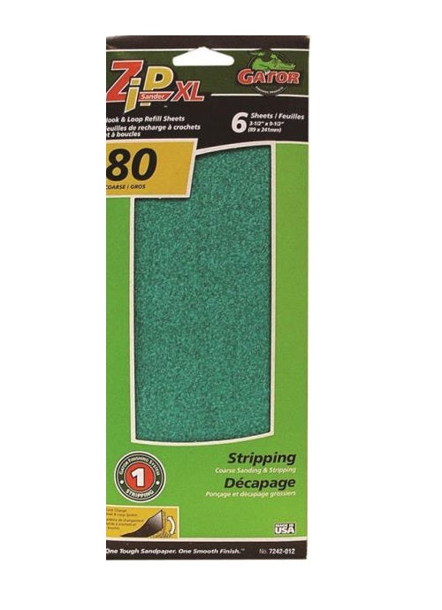 Gator 7242-012 ZipXL Multi-Surface Step-1 Refill Sanding Sheet, 80 Grit