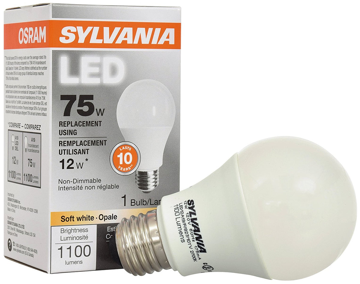 Sylvania 79291 Non-Dimmable LED Light Bulb, 12 W