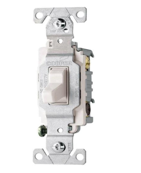 Cooper Wiring CSB315W 3-Way AC Quiet Toggle Switch, 15 AMP