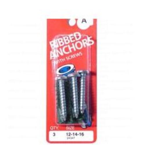 Midwest 24347 12-14-16 Ribbed Plastic Anchor Kit, 8-10-12