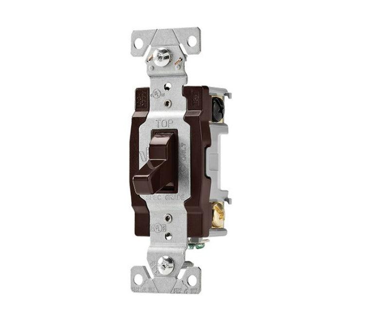 Arrow Hart CS220B Ac Quiet Toggle Light Switch, 2 Pole, Brown