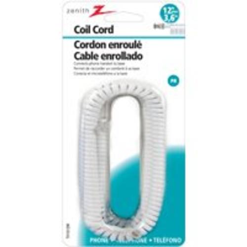 Zenith TH1012W Telephone Foot Coil Cords 12&#039;, White