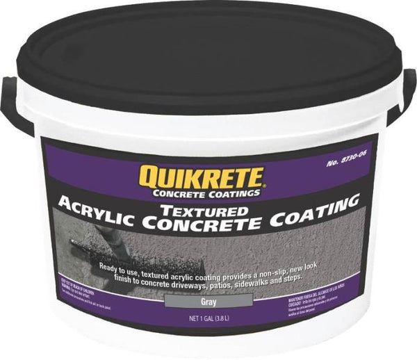 Quikrete 8730-06 Textured Acrylic Concrete Coating, 1 Gallon, Gray