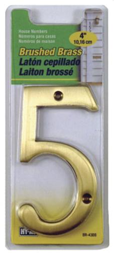 Hy-Ko BR-43BB/5 Brushed Brass Number 5, 4"