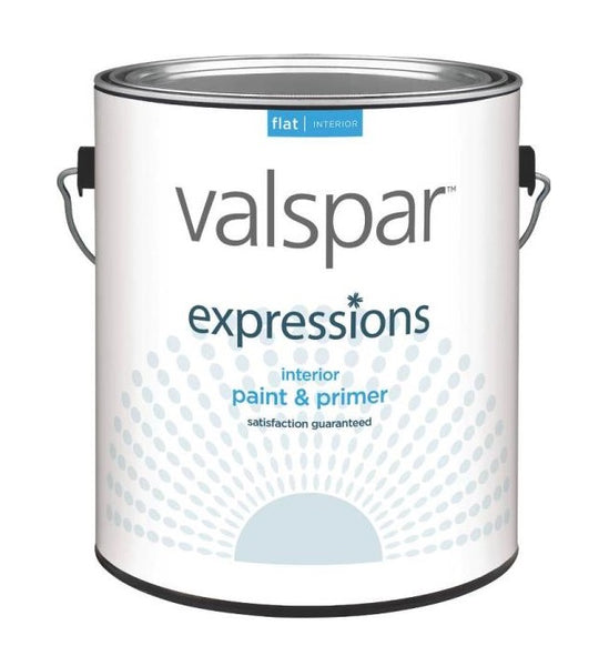 Valspar 17001 Expressions Interior Latex Paint, Flat, White, 1 Gallon