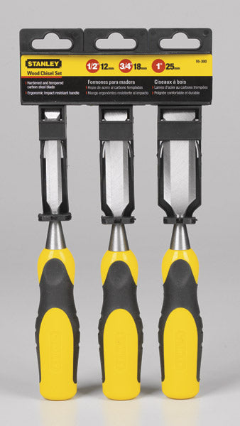 Stanley 16-300 Bi-Material Wood Chisel Set, 3 Piece