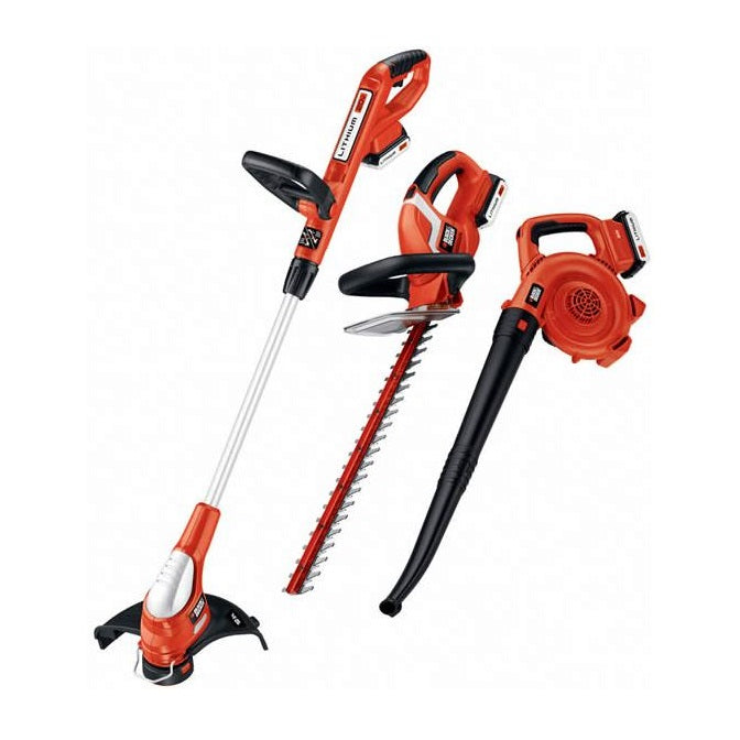 Black & Decker LC3K220 String Trimmer/Hedge Trimmer/Sweeper Combo Kit, 20 V