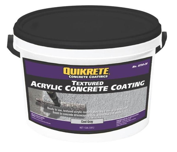 Quikrete 8730-26 Textured Non-Slip Acrylic Concrete Coating, Cool Gray, 1-Gallon