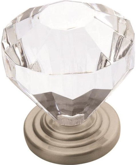 Amerock 14303G10 Acrylic Round Crystal Cabinet Knob, Satin Nickel