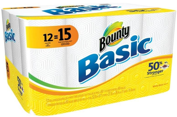 Bounty 77080 Basic Paper Towels, White