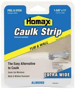 Homax 2403 Tub & Wall Caulkstrip, Almond, 1-5/8" x 11'