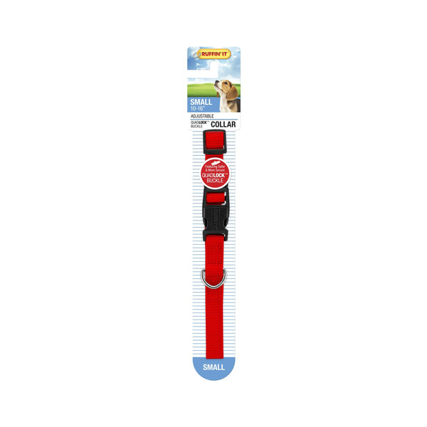 Westminster Pet 7N31141 Ruffin' It Adjustable Dog Collar, Nylon, Red, 10 - 16"