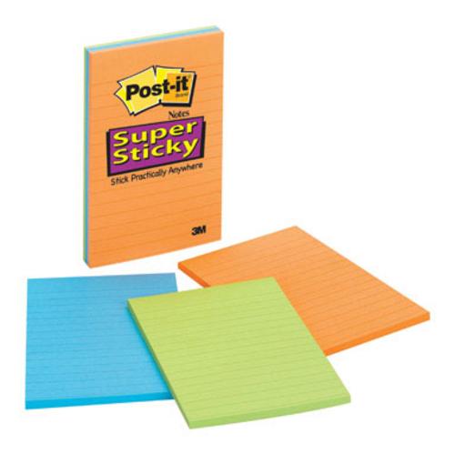 Post-It 4645-35SAN Super Sticky Lined Notes, 4" x 6"