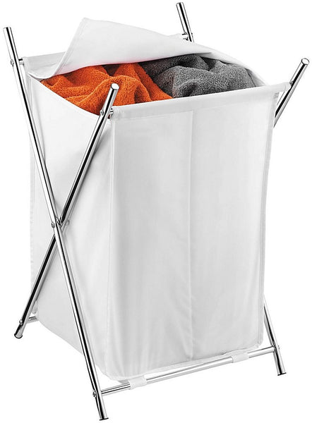 Honey-Can-Do HMP-01125 2-Compartment Folding Hamper With Cover, White