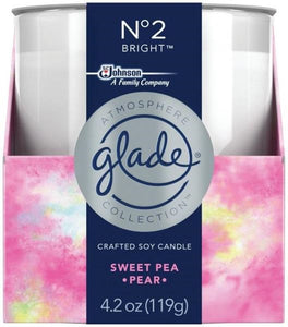 Glade 77233 Sweet Pea & Pear Soy Crafted Candle, Wax, 4.2 Oz