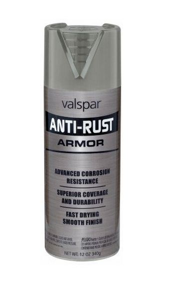 Valspar 044.0021934.076 Anti-Rust Armor Spray Paint, Gloss Finish, 12 Oz, Gray