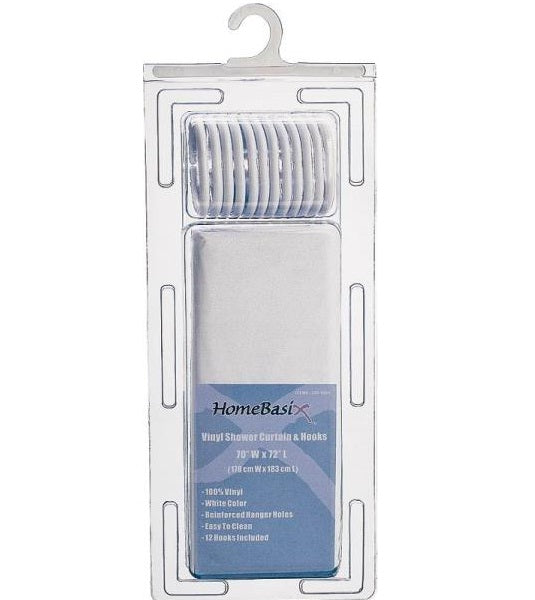 Simple Spaces SD-626WH-3L Vinyl Shower Curtain, 70" x 72", White