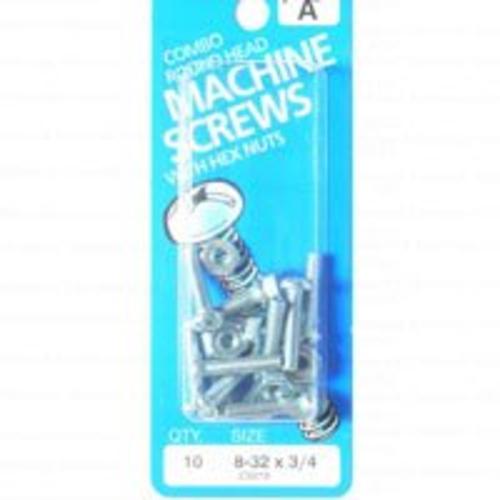 Midwest 23978 Machine Screws, Combo Round, 8-32 x 3/4"