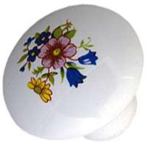 Mintcraft C105WF35 Floral Ceramic Knob, 1-3/8", White