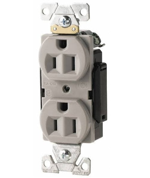 Arrow Hart AH5252W Straight Blade Duplex Receptacle, 125 Volt, 15 Amp