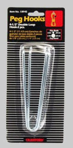 Crawford 18945 Hook Peg Double Loop, 4.5", Carded 2