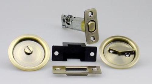 Kwikset 93350-013 Privacy Pocket Door Lock, Antique Brass