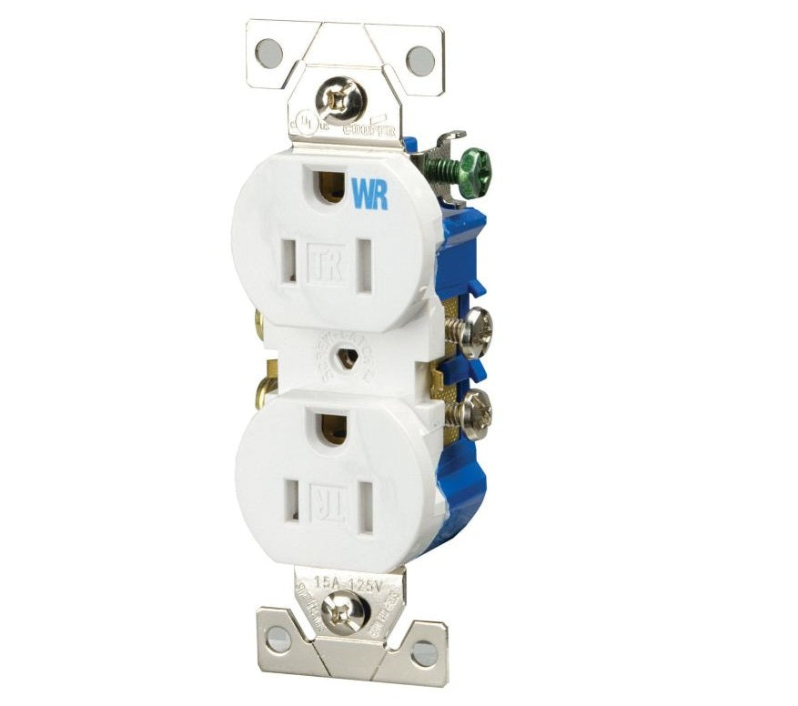 Cooper Wiring TWR270W Duplex Receptacle, 2-Pole, White