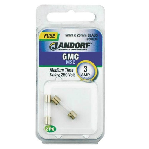 Jandorf 60694 GMC Glass Tube Fuse, 3 Amp, 250 Volts