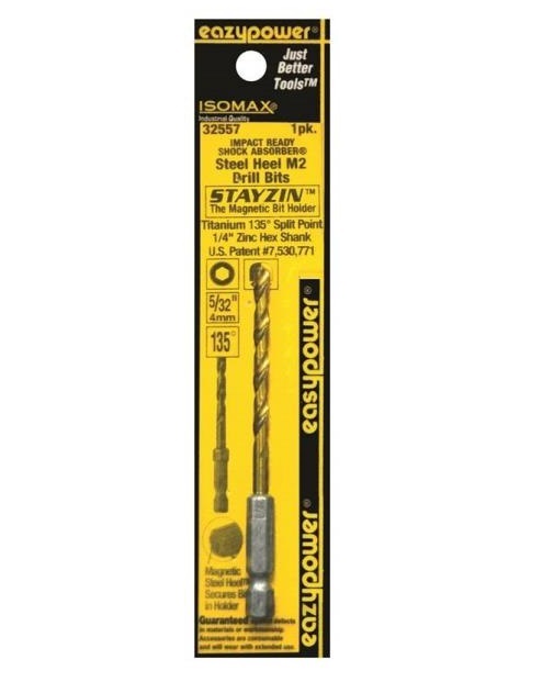 Eazypower 32557 Magnetic Steel Heel M2 Drill Bits, 5/32" x 4"
