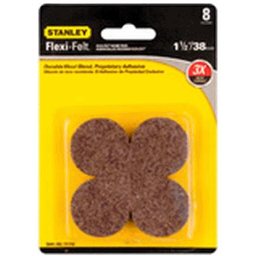 Stanley 849206 Flexi-Felt Round Self-Adhesive Pads, 1-1/2", Brown