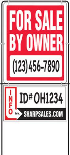 Hy-Ko SIY-201 For Sale By Owner Lawn Sign With Frame, 14" x 18"