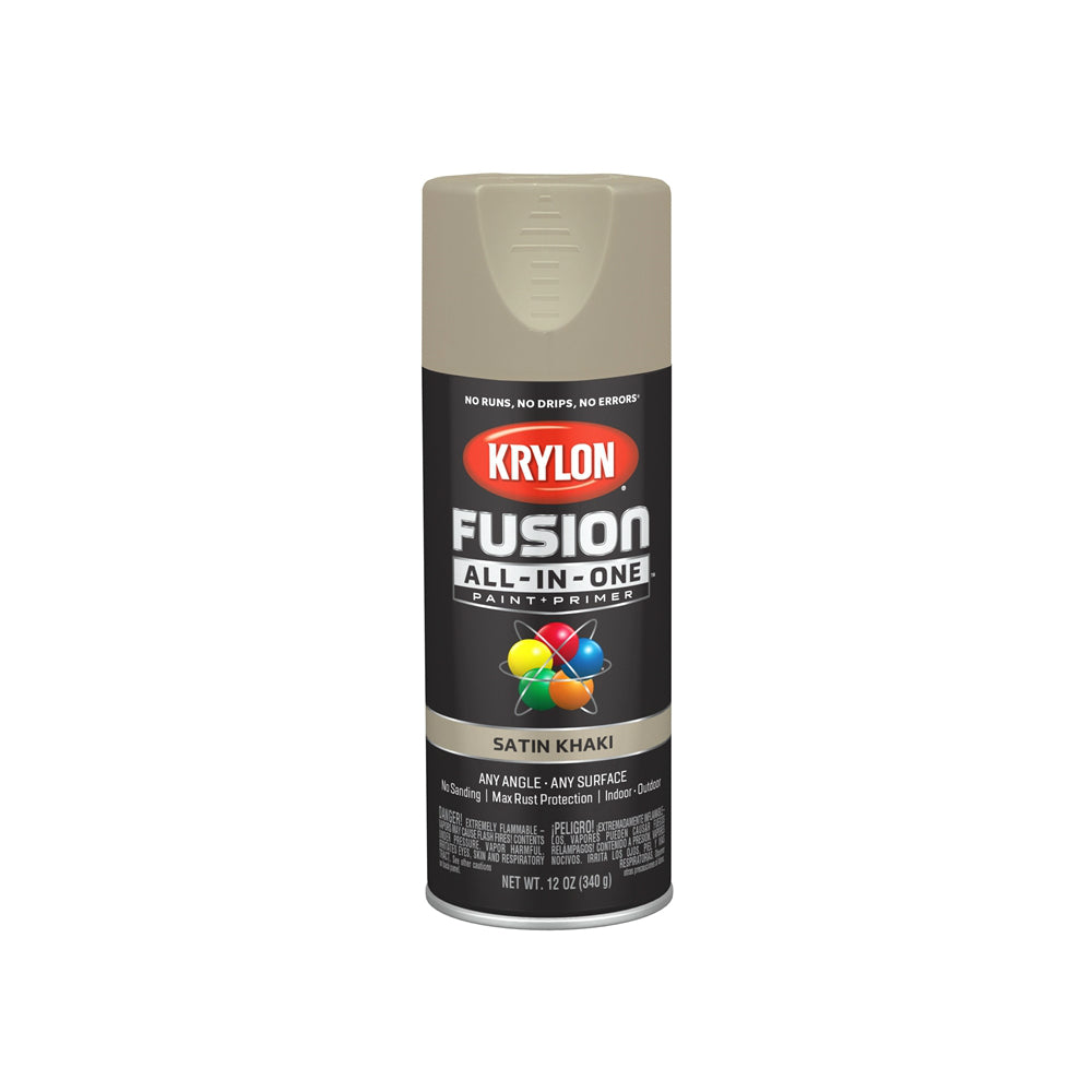 Krylon K02740007 Fusion All-In-One Spray Paint, Satin Khaki, 12 Oz