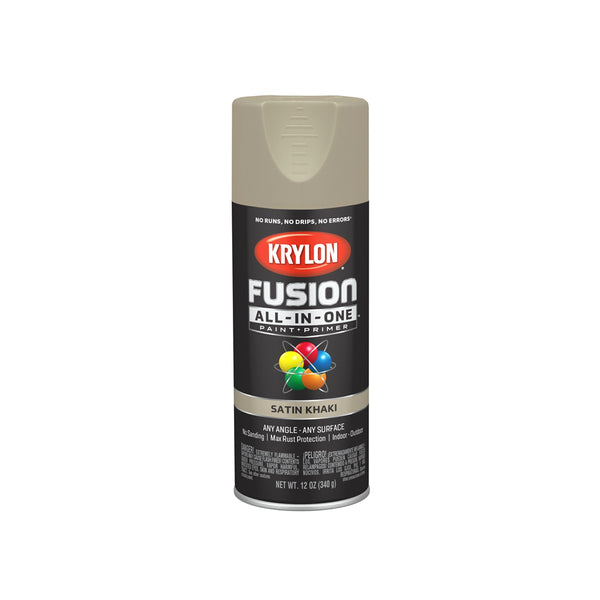 Krylon K02740007 Fusion All-In-One Spray Paint, Satin Khaki, 12 Oz