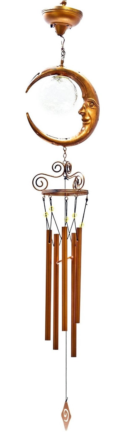 Headwind Consumer 830-1319 Solar Powered Moon Wind Chime, Metal, 6" x 8" x 42"