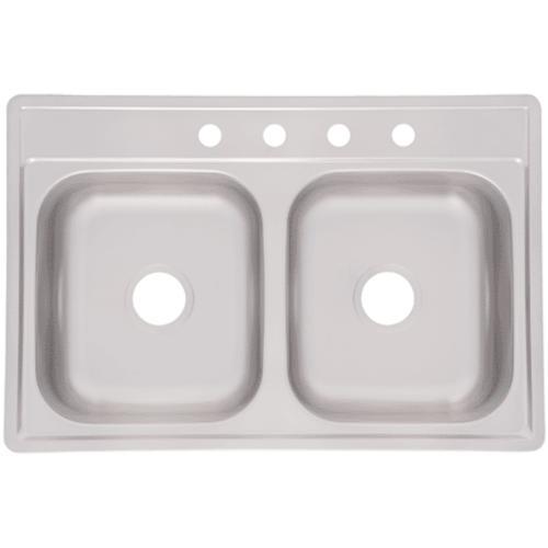 Franke FDS804NB Stainless Steel Double Bowl Sink, 33" x 22" x 8"