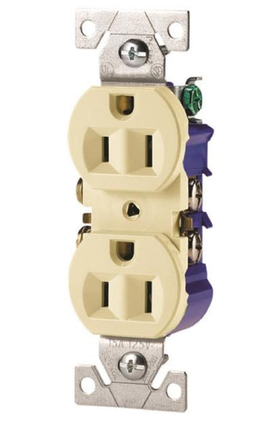 Cooper Wiring 270A Grounded Straight Blade Duplex Receptacle, Almond