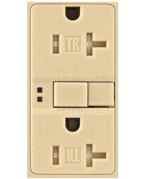 Arrow Hart TRSGF20V Self-Test GFCI Duplex Receptacle, 20 Amp, Ivory