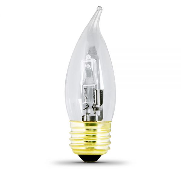 Feit Electric BPQ25EFC/2 Energy Saver Flame Tip Halogen Light Bulb, 25 W