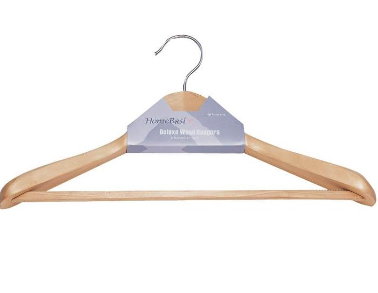 Simple Spaces HEA00046G-N Premium Natural Suit Hanger, Wood