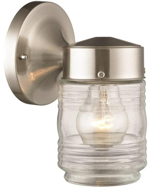 Boston Harbor 4402H-BN Outdoor Wall-Mount Jelly Jar Wall Light, Satin Nickel