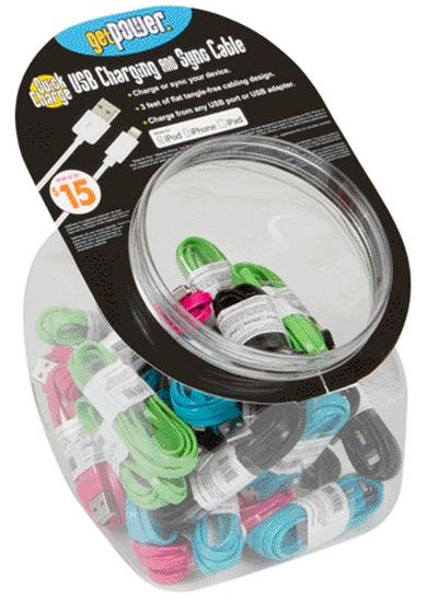 GetPower Lightning to USB Flat Cables For iPhone Display Bowl, 30 Piece