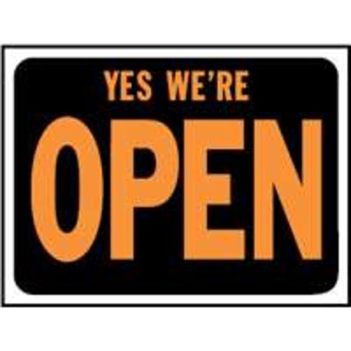 Hy-Ko 3020 Yes We're Open Sign 9"X12"