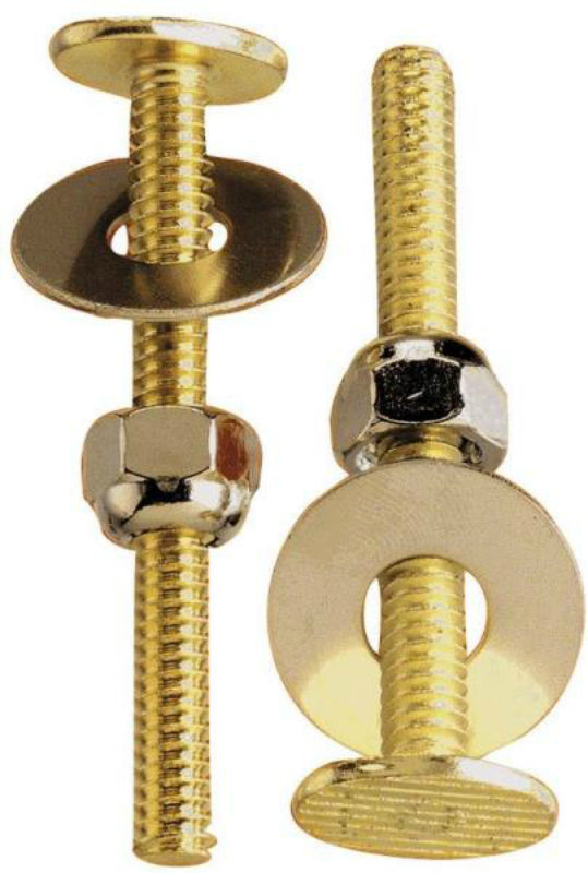 Plumb Pak PP835-150 Toilet Bolts Set, 1/4-20" x 2 1/4", Solid Brass