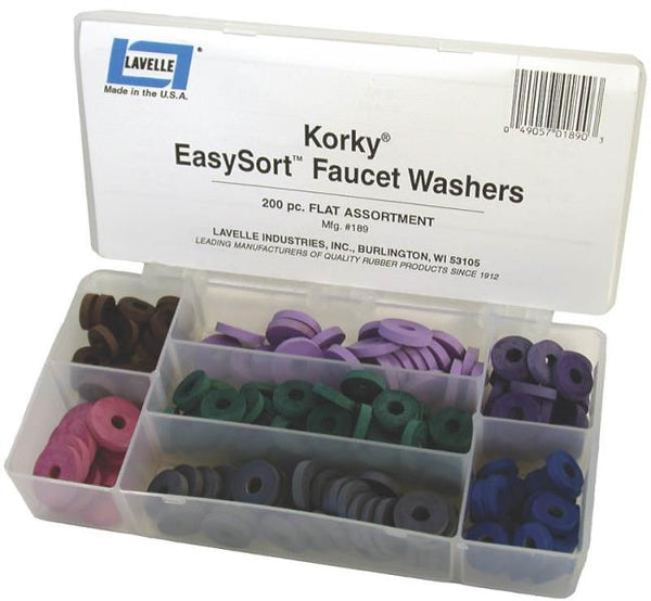 Korky 000189 Easysort Faucet Flat Washer Kit, 200 Piece
